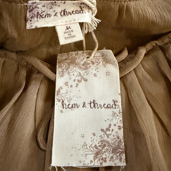 Hem & Thread Camel Ruffle Blouse - Picture 2 of 4